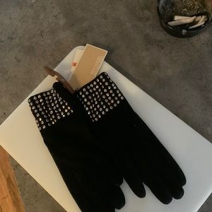 Michael Kors suede gloves w/ gold accents